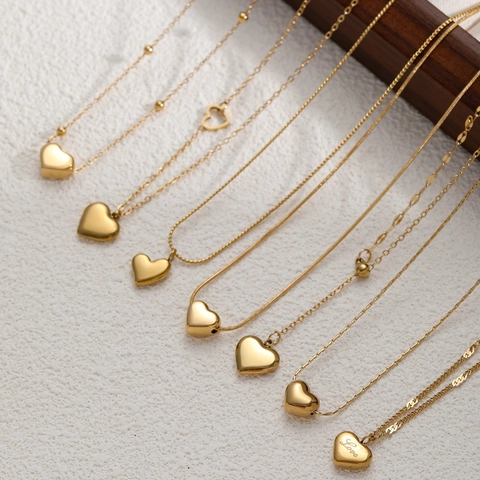 Hart Hanger Ketting Titanium Staal Verguld Minimalistisch Elegant Choker Sleutelbeen Ketting Sieraden Voor Dames