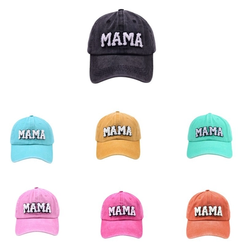 Gorra De Béisbol De Algodón Lavado Bordado Mama Mini Vintage Retro Ajustable Gorro De Sol Casual Al Aire Libre