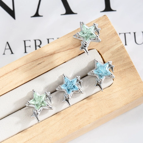 Ster Zirkoon Oorkraakbeen Stud Oorbellen Titanium Staal Koper Meteoor Ontwerp Schroefsluiting Sieraden Voor Dames