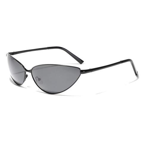 Lunettes de Soleil Métal Œil de Chat Y2K Futuriste Monture Étroite UV400 Protection Solaire Verres TAC Mode Homme Femme Extérieur