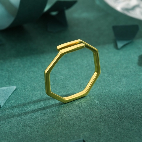 Anello Regolabile Minimalista Ottagono Geometrico Per Donna In Rame Placcato Oro Anello Aperto Gioielli Di Moda Regalo