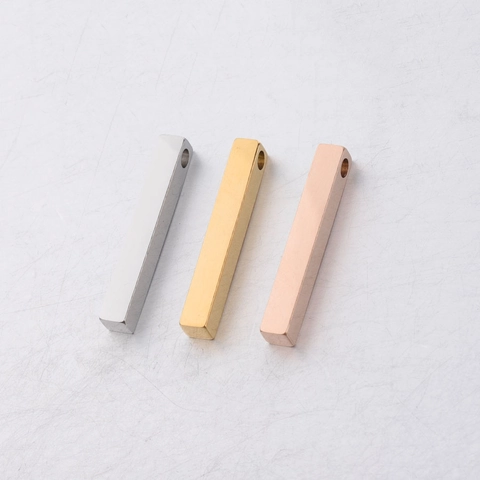 Colgante De Columna 3D Acero Inoxidable 304 Espejo Pulido Etiqueta Para Creación De Joyas DIY Llavero Borde Redondeado