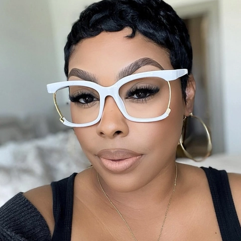 Fashion Square Anti Blue Light Glasses Frames For Women PC Large Frame Eyeglasses With Metal Trim Vintage Ins Style