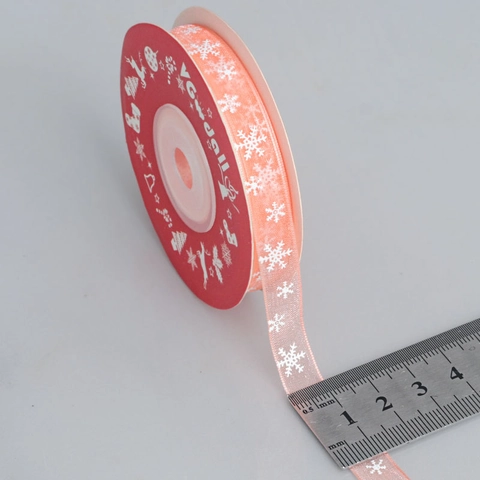Nastro Di Organza Con Stampa Fiocco Di Neve Di Natale Nastro Di Garza Trasparente Per Confezioni Regalo DIY Decorazione Festiva