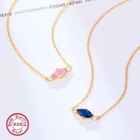Vera Collana con Pendente in Argento Sterling 925 con Gemma Marquise Oro Argento Strass Gioielli di Moda per Donna Incontro Quotidiano