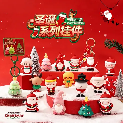 Weihnachten Schlüsselanhänger 3D Cartoon Weihnachtsmann Schneemann Rentier PVC Silikon Schlüsselring Mit Handschlaufe