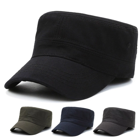 Cadet Cap Baumwolle Atmungsaktiv Flat Top Hat Herren Outdoor Militär Casual Sonnenschutz Vintage Style