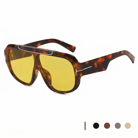 Oversized Piloot Zonnebril PC Mode UV400 Bescherming Vintage T-Decoratie Brillen Voor Heren Dames Outdoor Dagelijks