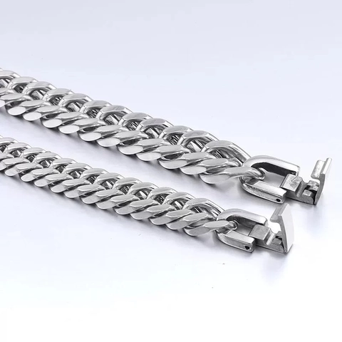 Cubaanse Schakelketting Armband Roestvrij Staal Gepolijst Hip Hop Geweven Geometrische Sieraden Voor Heren Unisex