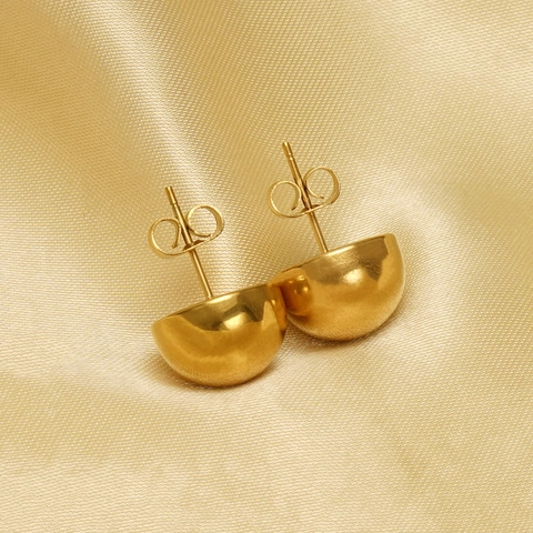 Minimalistische Halve Bol Knopoorbellen Roestvrij Staal 18K Verguld Spiegelgepolijst Geometrische Punk Sieraden Voor Dames