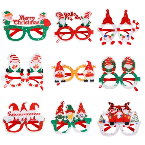 Christmas Decorative Eyeglass Frames Santa Claus Gnome Plastic Felt Party Costume Accessory Kids Adults Novelty Holiday