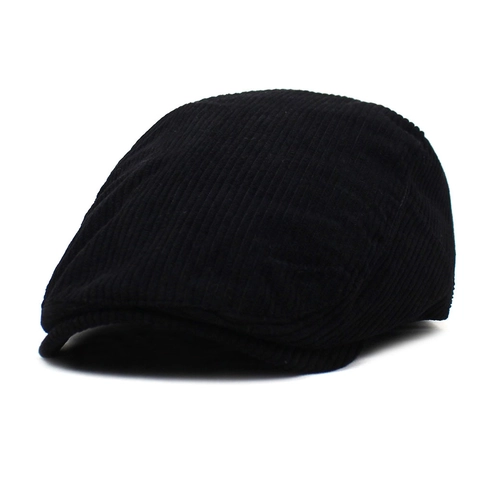 Vintage Corduroy Newsboy Cap For Men Women Solid Color Cotton Beret Hat Retro Adjustable Forward Hat Flat Cap Outdoor Casual Sun Hat