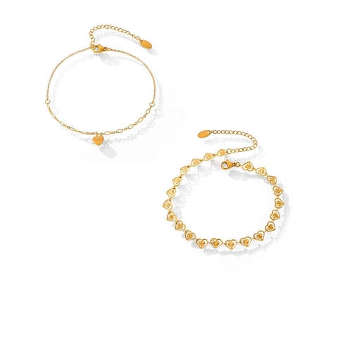 Cavigliera Con Ciondolo A Cuore Minimalista In Acciaio Al Titanio Placcato Oro Elegante Catena Da Piede Donna Lunghezza Regolabile