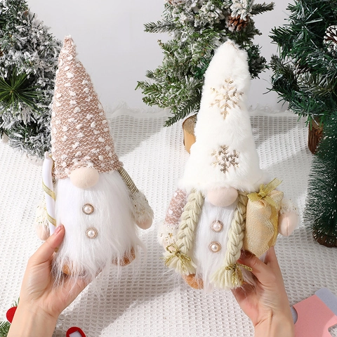 Christmas Lighted Gnome Plush Rudolf Doll Ornament LED Scandinavian Tomte Tabletop Holiday Decoration For Home Party