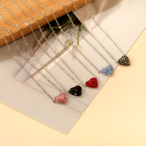 Herzanhänger Halskette Edelstahl Straßsteine Micro Pave Vergoldet Antiallergisch Eleganter Schmuck Für Frauen