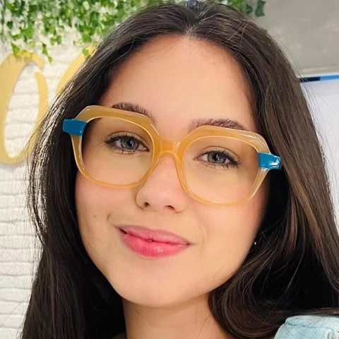 Retro Square Optical Glasses Frames TR90 Anti Blue Light Eye Protection Geometric Color Blocking Fashion Eyewear Unisex