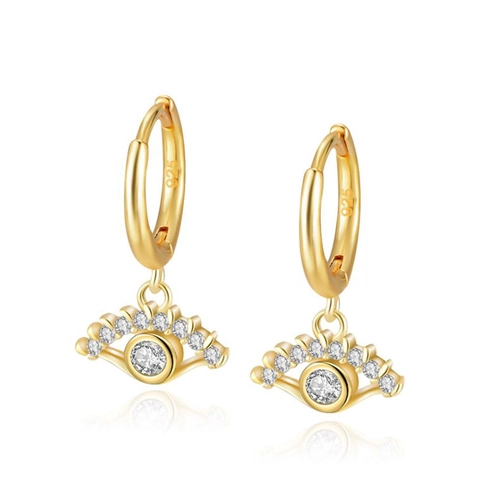 Orecchini a Cerchio Fashion Malocchio Perno in Argento Sterling 925 Zirconia Intarsiata Rame Piccoli Orecchini per Donna Gioielli