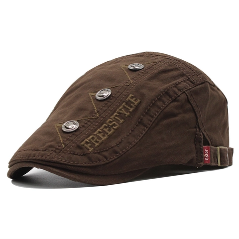 Retro Cotton Flat Cap Embroidered Freestyle Ivy Hat For Men Women Adjustable Peaked Beret Newsboy Cap