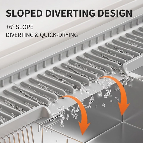 Silicone Faucet Drainage Mat Sink Splash Guard Slope Design Kitchen Countertop Drying Pad Foldable Edge Modern
