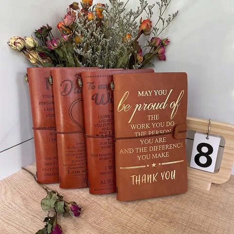 Vintage A6 PU Leder Notizbuch Tagebuch Mit Geprägten Inspirierenden Zitaten Und Bindeband Verschluss Für Tochter Frau Sohn