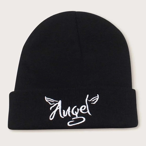 Cuffed Knit Beanie Hat Acrylic Winter Warm Daily Streetwear Casual Various Embroidery Designs Unisex For Men Women
