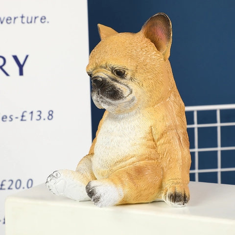 Französische Bulldogge Figur Süße Deprimierte Mops Statue Harz Cartoon Hund Ornament Für Schreibtisch Dekoration