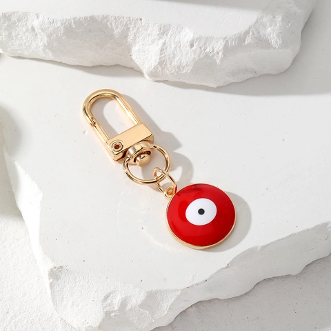 Evil Eye Schlüsselanhänger Legierung Emaille Rund Nazar Glücksbringer Schlüsselring Tasche Anhänger Ethno Stil Schmuck