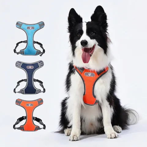 Reflective Dog Harness Vest Oxford Cloth Breathable Mesh Adjustable No Pull For Medium Large Dogs Outdoor Walking