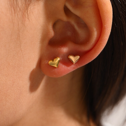 Pendientes De Botón Corazón Acero Inoxidable Minimalista Moda Joyería Para Mujeres