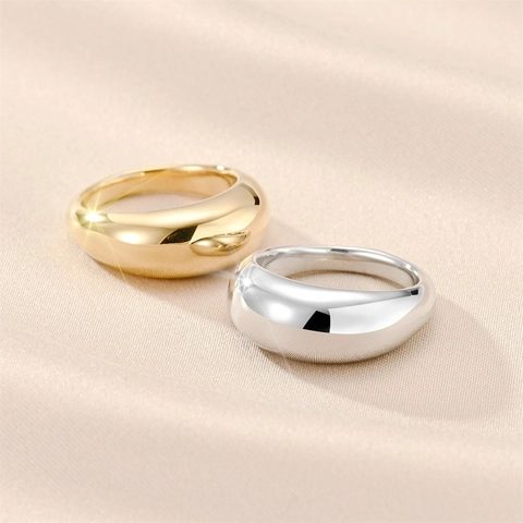 Minimalist Dome Ring Titanium Steel High Polish Glossy Wide Band Jewelry For Men And Women Fashion Commute Finger Accessory