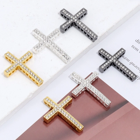 Kreuz Anhänger Legierung Strass Zirkon Herz Ausschnitt Für DIY Schmuckherstellung Halskette Zubehör Religiös