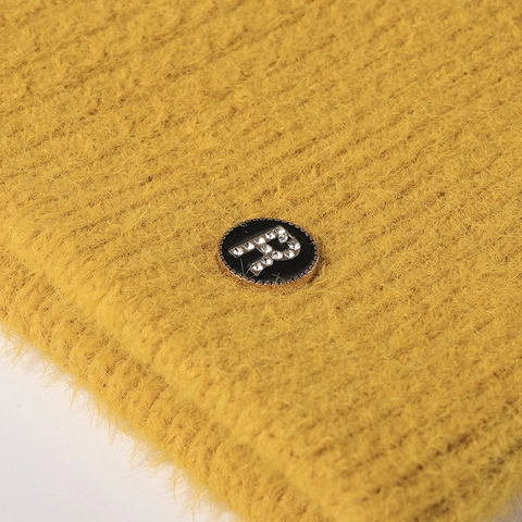 Bonnet Tricoté Femme Hiver Chaud Oreilles De Chat Faux Lapin Avec Emblème R Côtelé Chapeau Extérieur Doux
