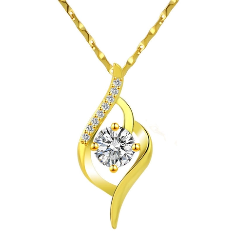 Simple Elegant Heart Clover Pendant Necklace Gold Plated Copper Alloy Inlaid Cubic Zirconia For Women