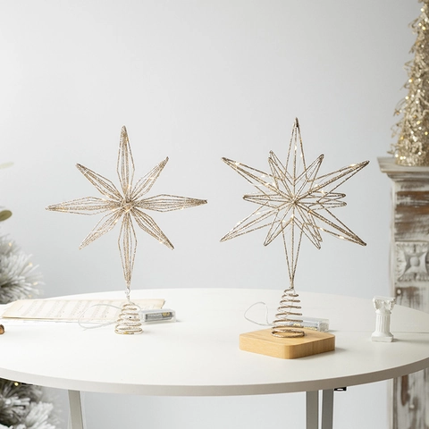 Christmas Tree Topper Lighted Star Iron Art Glitter Bethlehem Star For Festive Holiday Party Home Decor Glowing