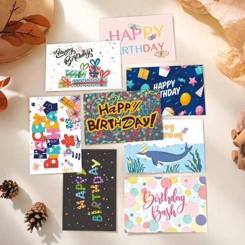Paper Birthday Greeting Cards And Envelopes Variety Illustration Designs Watercolor Birthday Wishes Cards For Kids Adults Party Supplies