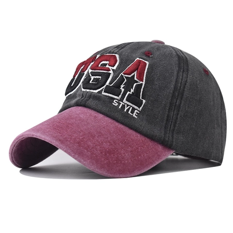 Baseball Cap USA Style Distressed Washed Cotton Canvas Embroidered Retro Sun Protection Outdoor Sports Unisex Adjustable Hat