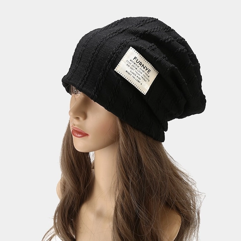 Gorro De Punto De Torsión Holgado Cálido Gorro De Invierno Con Decoración De Parche Y Forro Suave Para Hombres Mujeres Unisex