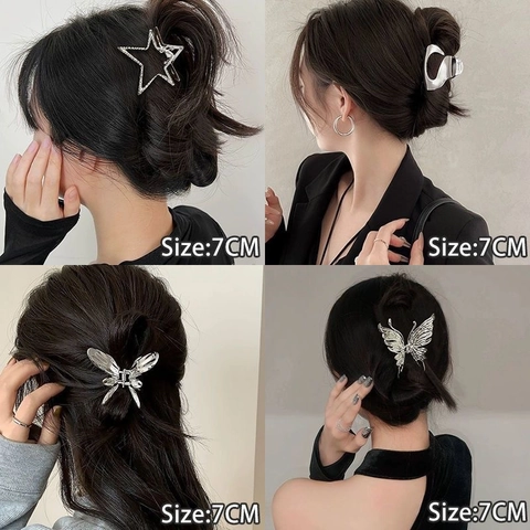 Haarklammer Aus Metall Legierung Schmetterling Stern Herz Formen Liquid Metal Stil Schicke Große Haaraccessoires Für Frauen
