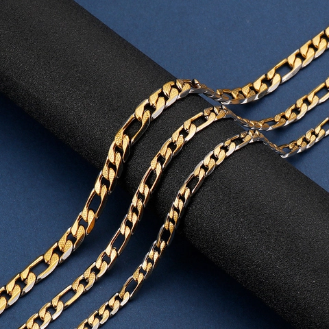 Figaro Ketting Halsketting Roestvrij Staal Tweekleurig Goud Zilver Verguld Hip Hop Streetwear Sieraden Voor Mannen Punk Stijl