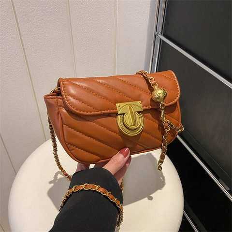 Sac Bandoulière Femme Cuir PU Matelassé En V Rétro Petit Sac Carré Chaîne Dorée Avec Boule Ajustable