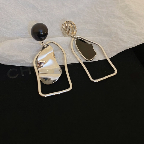 Pendientes Colgantes Geométricos Irregulares Asimétricos Con Poste De Plata De Ley 925 Aleación Cobre Vintage Mujeres