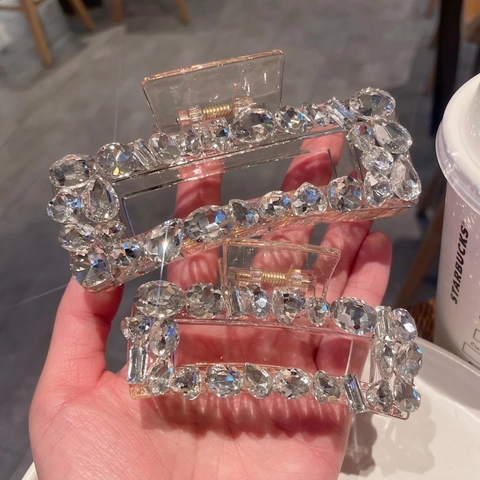 Molletta per Capelli di Lusso con Strass e Cristalli Elegante Clip a Artiglio in Acrilico Accessorio per Capelli