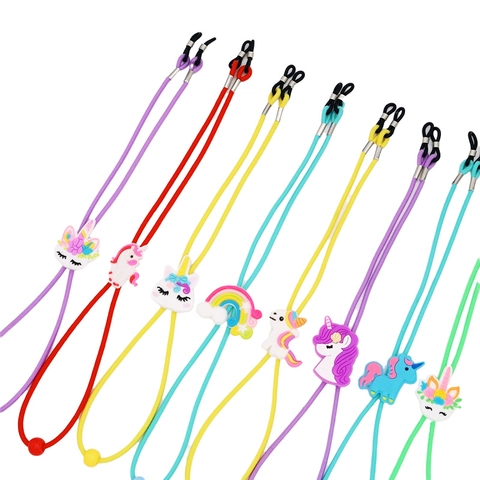 Childrens Glasses Chain Lanyard Cartoon Unicorn Rainbow Silicone Adjustable Anti Slip Eyewear Strap For Kids Outdoors