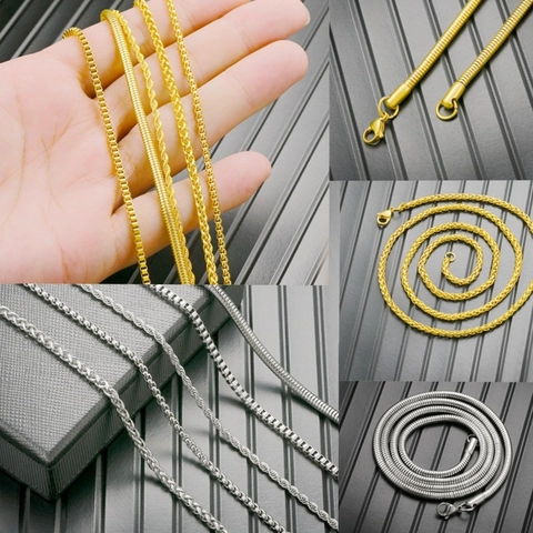 Edelstahl Halskette Ketten Für Herren Damen Titanstahl Box Seil Schlange Künstliche Perle Künstliche Perle Kiel Stile Mode Schmuck Zubehör