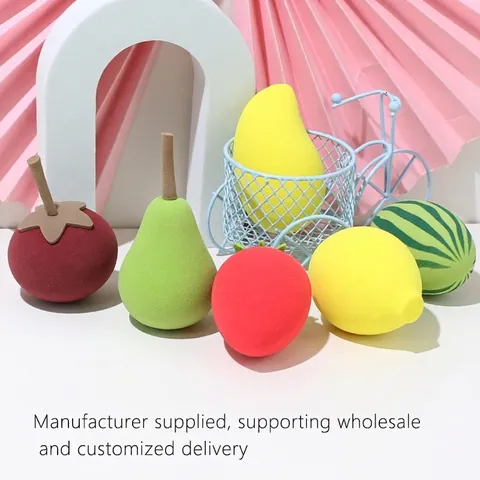 Fruit Shaped Makeup Sponge Hydrophilic Non Latex Beauty Blender Cosmetic Puff Wet Dry Use Strawberry Mango Lemon Pear