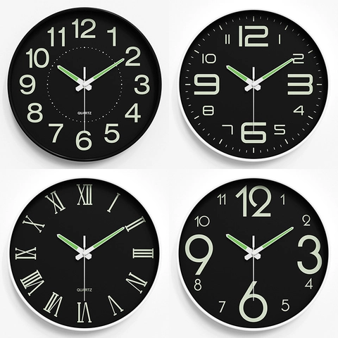 Orologio Da Parete Al Quarzo Silenzioso Luminoso Tondo Moderno Minimalista Plastica Vetro Decorativo Per Soggiorno