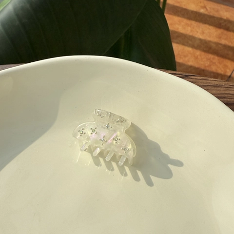 Mini Hair Claw Clip Acetate Elegant French Style With Rhinestone Sparkling Accessories For Women