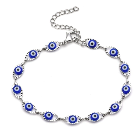 Evil Eye Herz Edelstahl Armband Emaille Bunt Nazar Schutz Verstellbare Kette Schmuck Für Damen