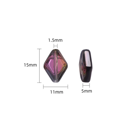Rhombus Faceted Glass Beads Double Pointed Crystal Pendants For DIY Jewelry Making Iridescent Rainbow Craft Accessories