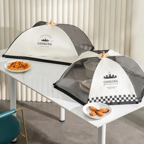 Foldable Food Cover Mesh Umbrella Anti-Fly Dustproof Breathable Polyester Picnic Dining Table Minimalist